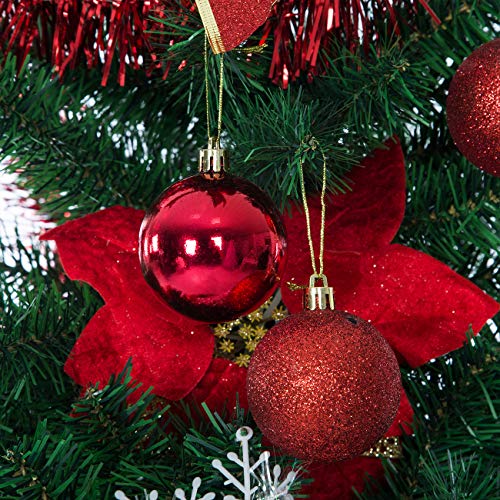 94 PCS Christmas Tree Decorations Set Shiny Brite Ornaments Red