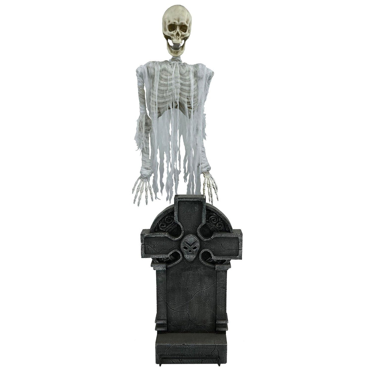 Motion Activated Floating Skeleton Ghost Over Tombstone by Tekky