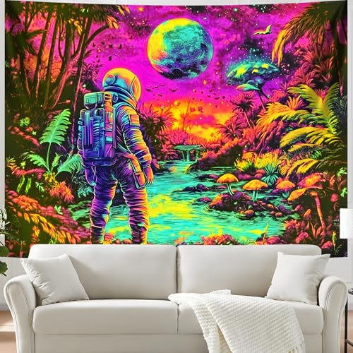 Astronaut Space Blacklight Tapestry 79"x59"