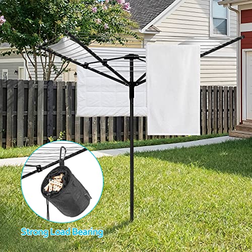 Rotary Outdoor Umbrella Drying Rack Adjustable Height Clothesline w