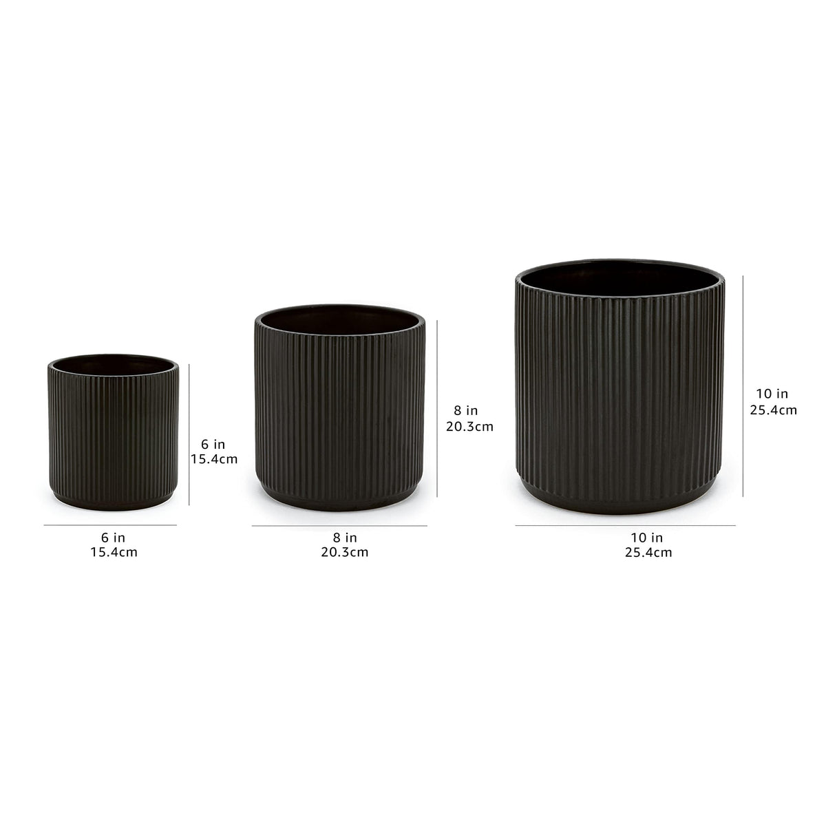 Fluted Ceramic Planters for Indoor Outdoor Plants (3 Count)