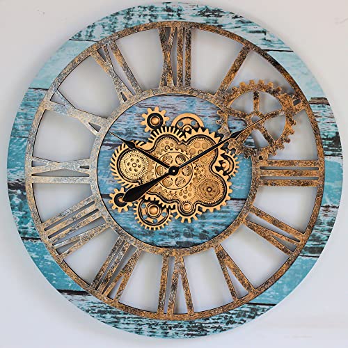 The Gears Clock 36'' Inch Real Moving Gear Wall Clock Vintage Industrial Oversized Rustic Farmhouse
