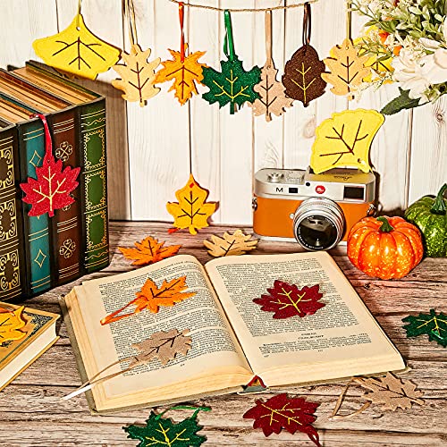 24 Pcs Thanksgiving Felt Ornaments Autumn Leaves Decor for Tree (24 Count)