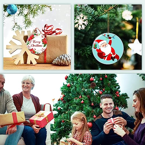 4 Pack Personalized Christmas Ornaments 2025 Ceramic Custom Photo Text Hanging Ornament for Christmas Tree Decorations (4 Count)