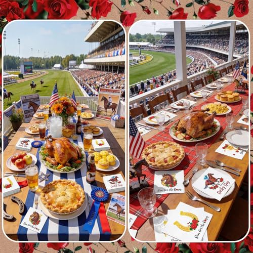 140 Pcs Derby Horse Cocktail Napkins Horse Racing Party Napkins This Is Derby Day Guest Paper 6.5 x 6.5 Inches Roses Party Beverage Paper Disposable for Jockey Birthday Supplies Decoration (140 Count)