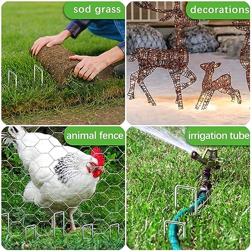 40 Pack Landscape Staples 6 Inch 11 Gauge Garden Stakes (40 Count)