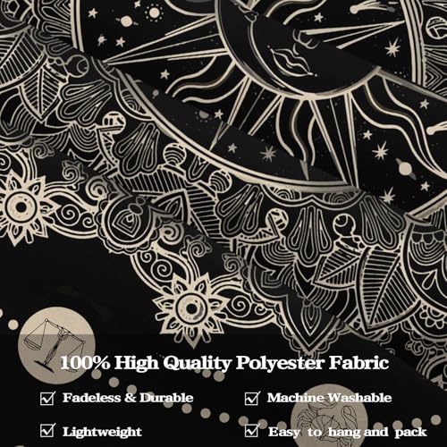 Sun and Moon Mandala Tapestry Boho Tapestry for Bedroom Black and White Tapestries Wall Hanging Living Room Wall Art and Home Decor 70x90