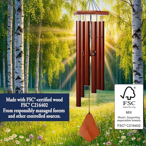 Large Wind Chimes for Outside 36 inch Red Copper Deep Tone Garden Gift Yard