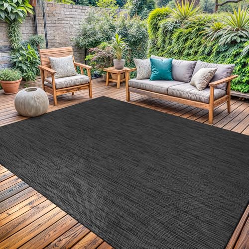 Washable Indoor Outdoor Rug 6x9 Weather Resistant Area Rugs Modern Solid for Porch Deck Balcony Backyard Patio Outside Carpet (54 Sq Ft)
