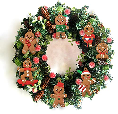 12pcs Christmas Gingerbread Man Ornaments for Christmas Tree Decorations Assorted Plastic Gingerbread Figurines Xmas Holiday Decorations 3 Inch Tall (12 Count)