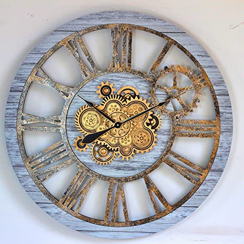 The Gears Clock 36'' Inch Real Moving Gear Wall Clock Vintage Industrial Oversized Rustic Farmhouse