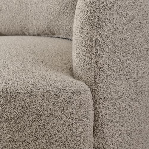 34" W Boucle Swivel Barrel Chair with Toss Pillow