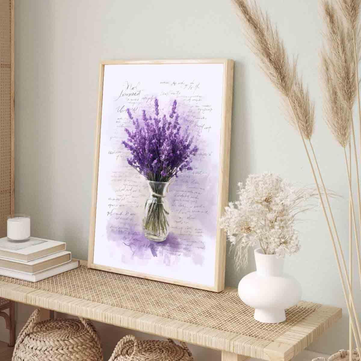 Lavender Wall Art Purple Flower Pictures Flowers In Vase Canvas Wall Art Country Floral Watercolor Flower Prints Rustic Floral Painting Plant Pictures Botanical Flower Prints Decor 16x24inch No Frame