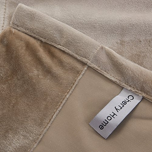 Super Soft Luxury Velvet Curtains Set of 2 Sand Color Room Darkening Blackout Drapes Drapery Cream 52 Inch Wide by 120 Inch Length with Grommet Sand