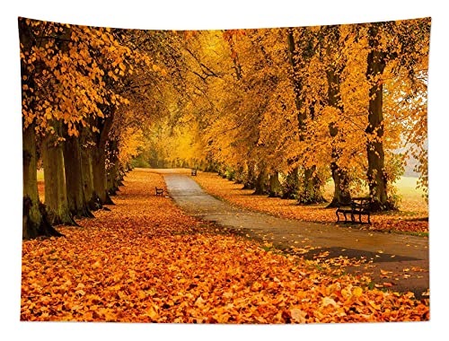 Fall Forest Tapestry Wall Hanging Autumn Natural Landscape Maple Tree with Vintage Road Fall Wall Hanging for Bedroom Living Room Dorm Home Party Holiday Decor 60x40 Inch