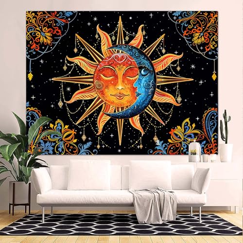 Sun and Moon Tapestry Mandala Wall Tapestry