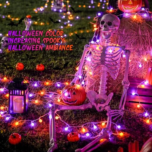 100 LED Globe Orange and Purple Halloween Lights Indoor Remote