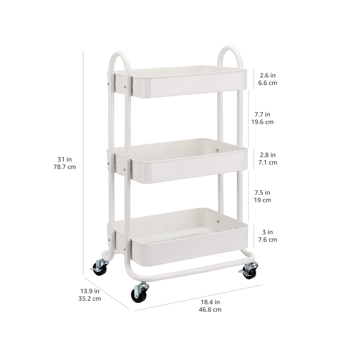 3 Tier Rolling Utility Cart