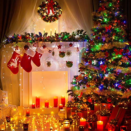 200 LED Christmas String Lights Outdoor 75 Ft. 9 Modes with Remote Timer Dimmer Extendable Mini Fairy Lights Plug in for Indoor Xmas Trees Wedding Decor
