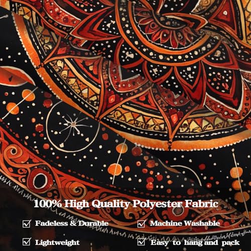 Mandala Moon and Stars Tapestry Boho Tapestry for Bedroom Black and Orange Tapestries Wall Hanging Living Room Wall Art and Home Decor 44x60
