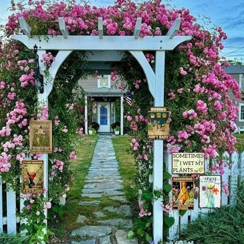 Funny Garden Metal Signs Yard Art For Outside Garden Wall Art Decor Outdoor Hoeing Ain'T Easy Gardening Tin Sign Vintage Greenhouse Signs 8x12 Inch
