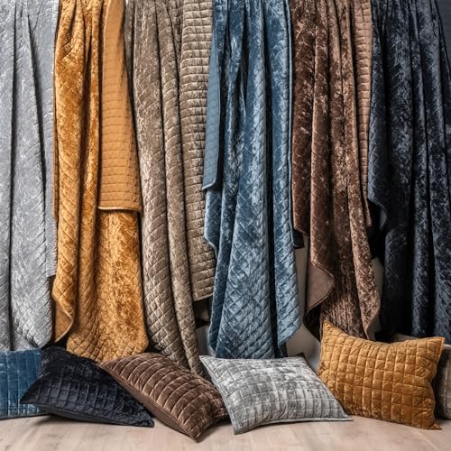 Channel Box Stitch Velvet Quilt Set