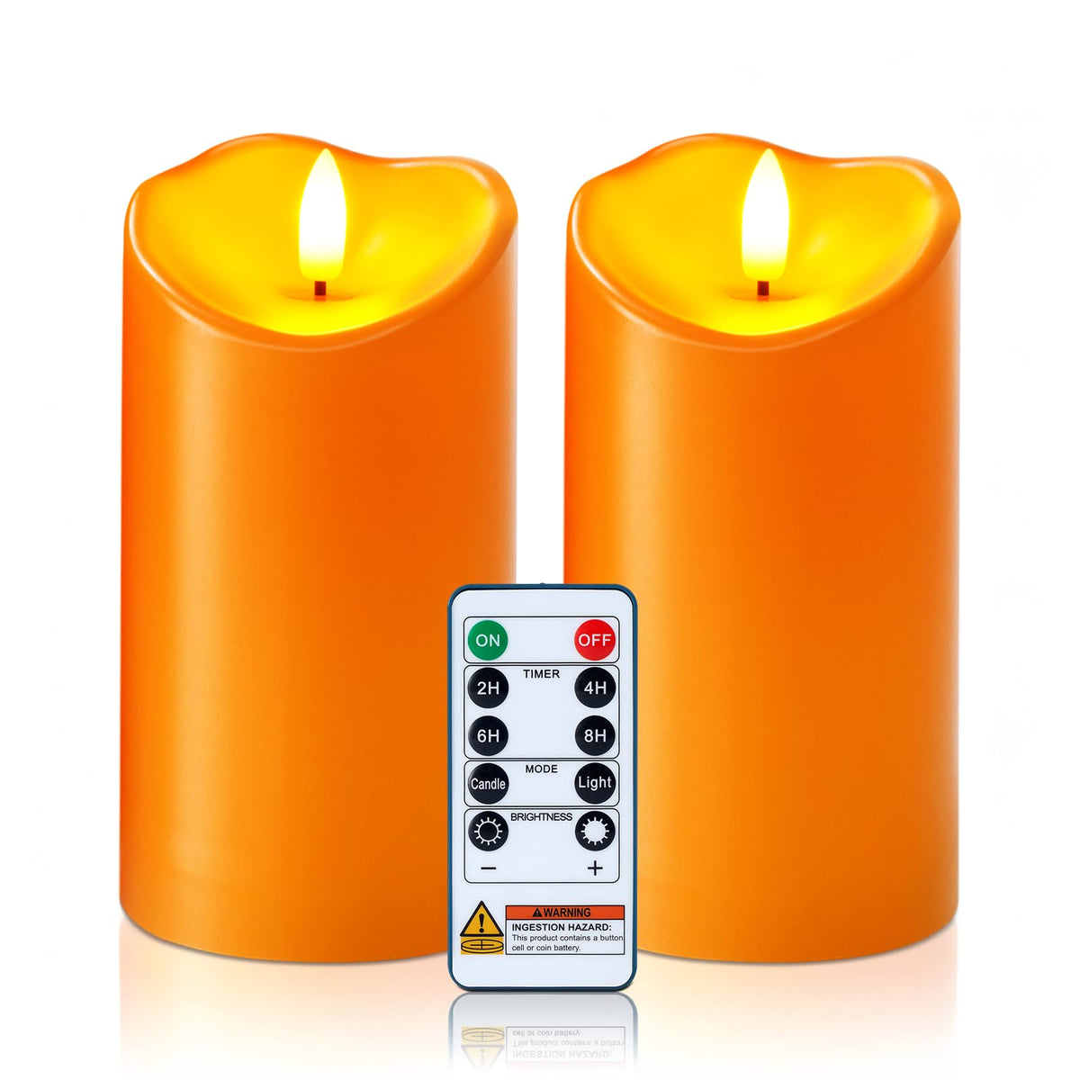 Halloween Orange Waterproof LED Candles (2 Count)