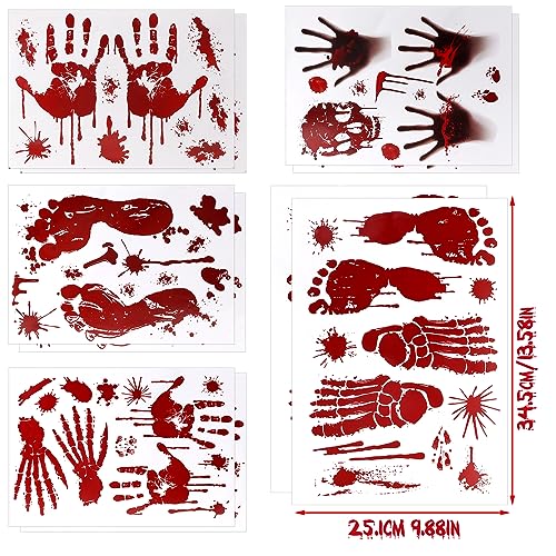 Halloween Bloody Handprint Footprint Horrible Window Stickers (12 Count)
