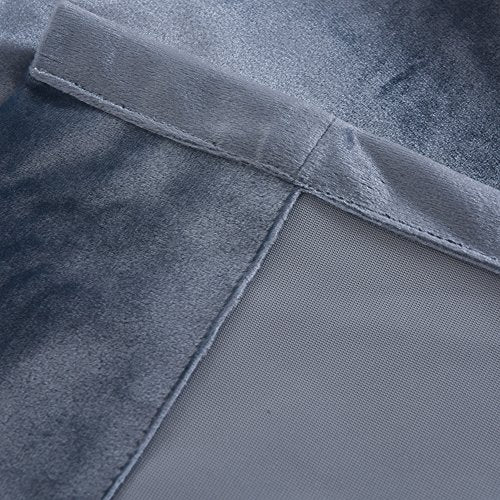 Super Soft Luxury Velvet Stone Blue Light Blocking Drapes Room Darkening Curtains Panel Grommet Drapery 52 by 108 inch Dusty Blue (2 Count)
