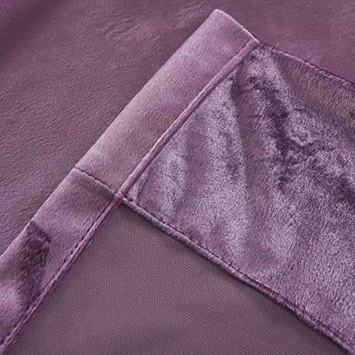 Super Soft Luxury Velvet Set of 2 Lavender Flannel Light Blocking Drapes Curtains Panel Drapes Grommet 52Wx96L inch Purplish Pink