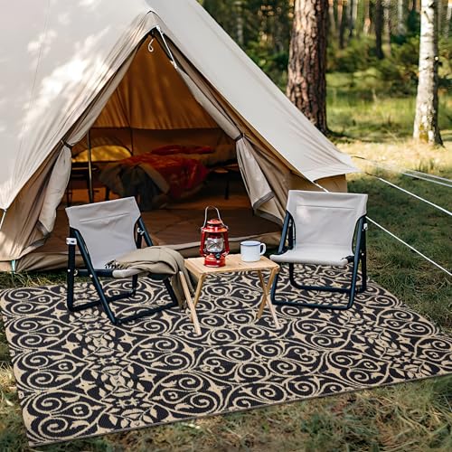 Outdoor Rug 5x8 ft Waterproof Reversible Floral Mat