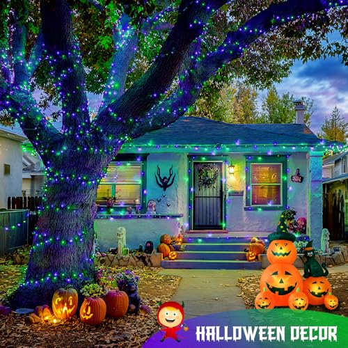 66ft 200 LED Purple and Green Halloween Lights Plug in (66 Foot)
