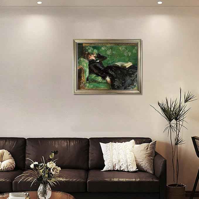 Framed Vintage Oil painting Woman Reading Canvas Print Poster Moody Canvas Wall Art for Living Room Bedroom Decor Home Artwork