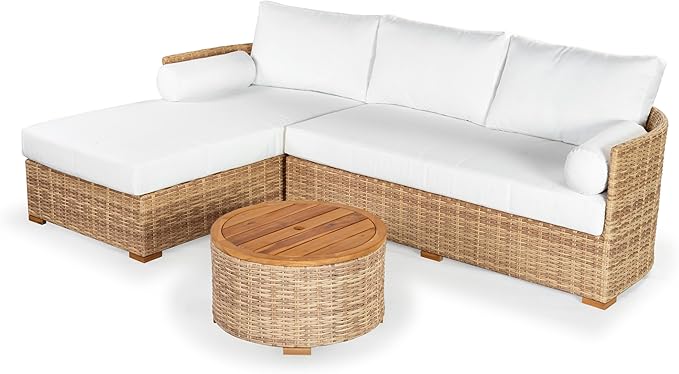 SAFAVIEH Couture Collection – Anguilla Faux Wicker Indoor/Outdoor Storage Coffee Table, Fully Assembled, Natural Brown Patio Accent Table with Removable Wood Top (CPT2103A)