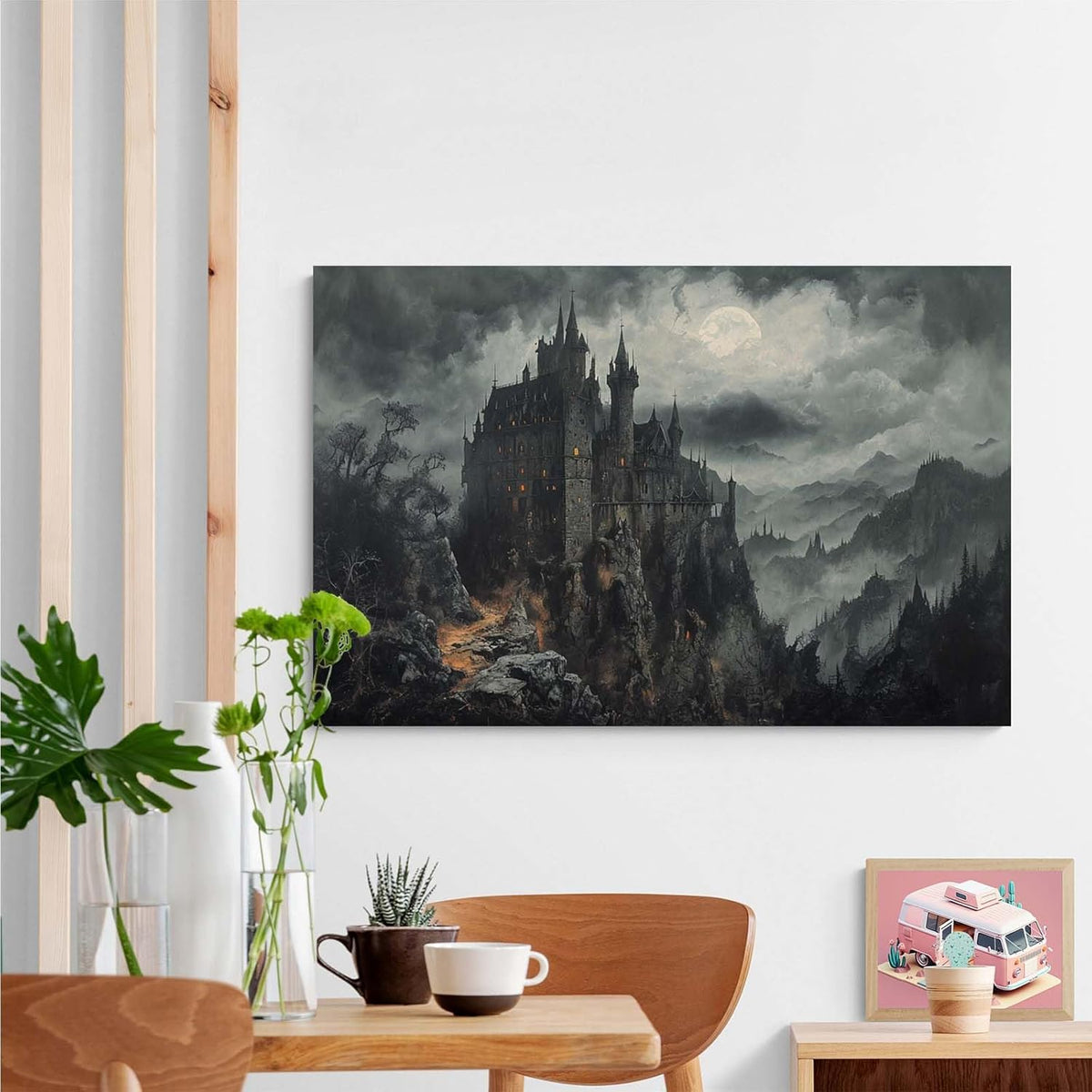 JFHCQJPK Vintage Castle Poster Dark Academy Victorian Gothic Castle Wall Art Poster Moody Mystical Art Print Suitable for Home Living Room Bedroom12x16in Frameless