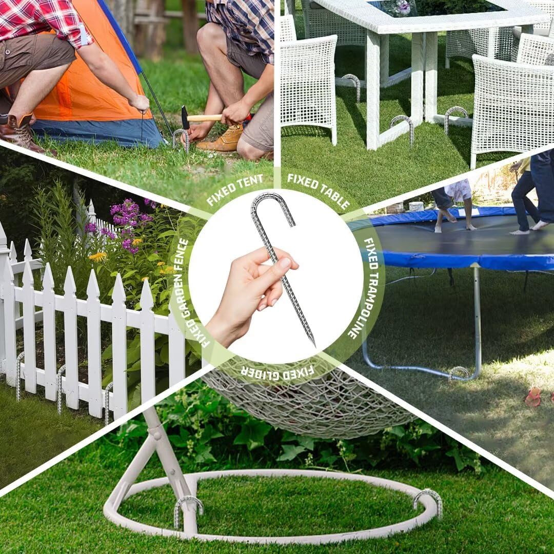 Rebar-Stakes-12-Inch, Ground Stakes Heavy Duty J-Hook Galvanized Anti-Rust Heavy Duty Ground Anchors for Garden Dog Fence Chicken Coop Christmas Decorations Deer Fence 4pcs - HavenBliss Decor