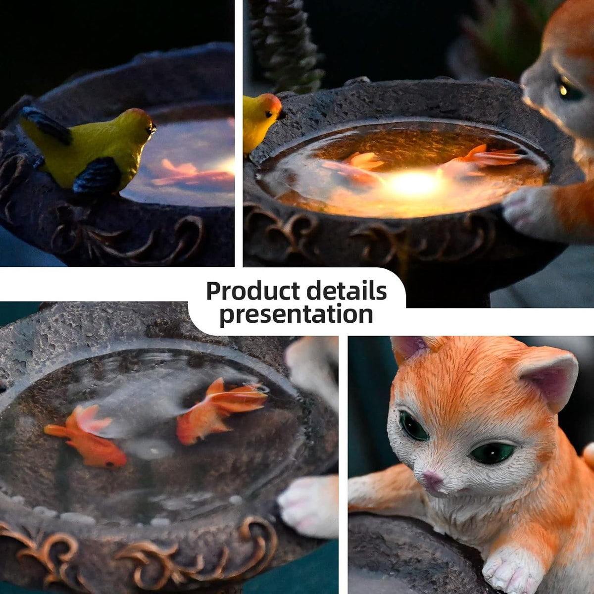 Cat Garden Figurines Outdoor Decor Solar Statue with LED Lights for Patio Lawn Yard Art Decoration Housewarming Garden Gift - HavenBliss Decor