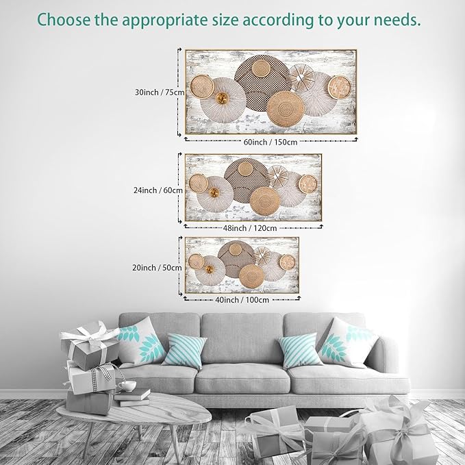 Wall Art Floral Rustic Wall Decor Yellow and White Canvas Painting Abstract Wall Art for Bedroom Living Room Dining Room Home Office Decor 20"x40" with Framed