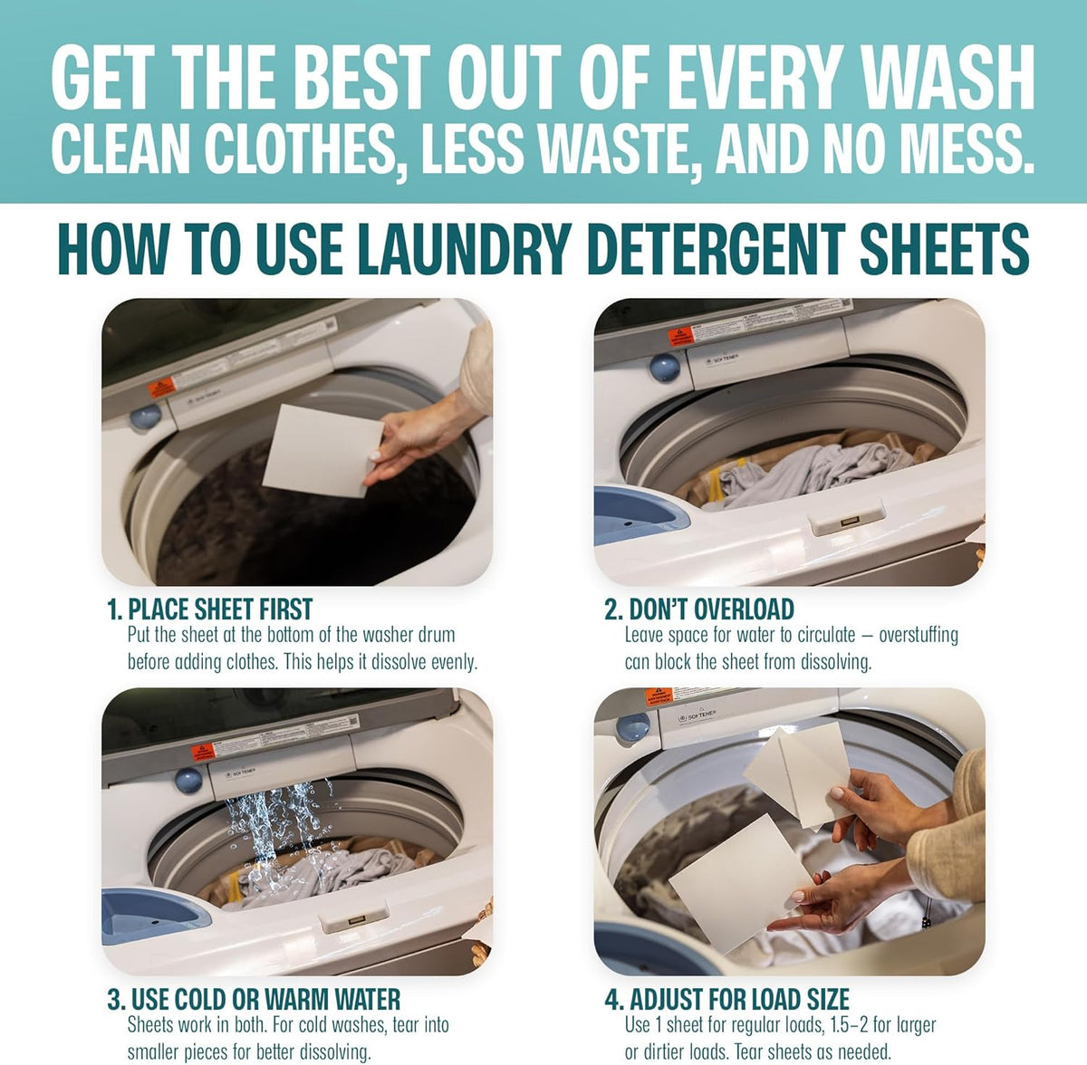 Sudstainables Eco Friendly Laundry Detergent Sheets - (200 Count), Unscented, Zero Waste, Plastic Free, Ultra Cleaning Strength, Sensitive Skin Safe, Saves Space - HavenBliss Decor