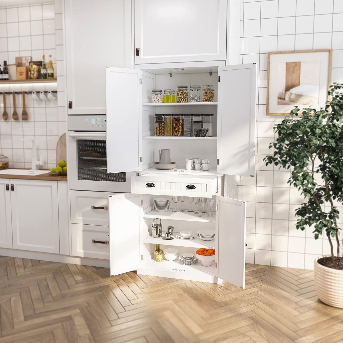 72" Tall Freestanding Pantry & Kitchen Storage Cabinet