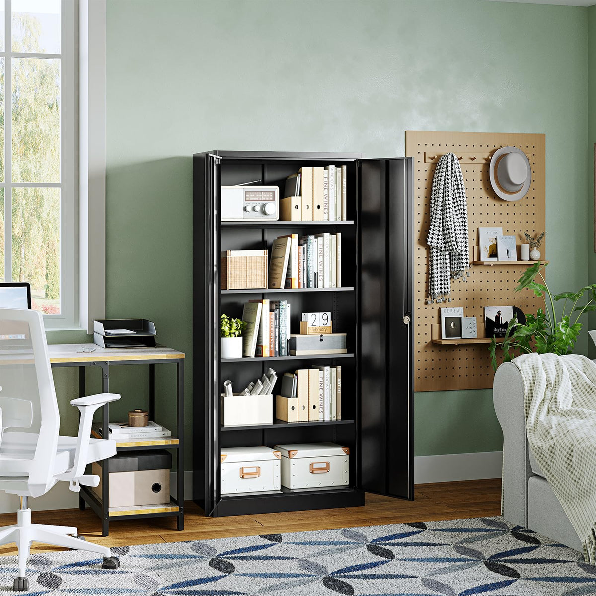 Metal Garage Storage Cabinets with Lock Door and Adjustable Shelves