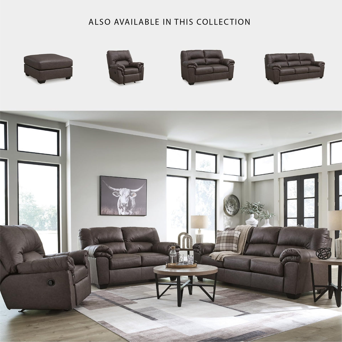 Oversized Square Faux Leather Ottoman