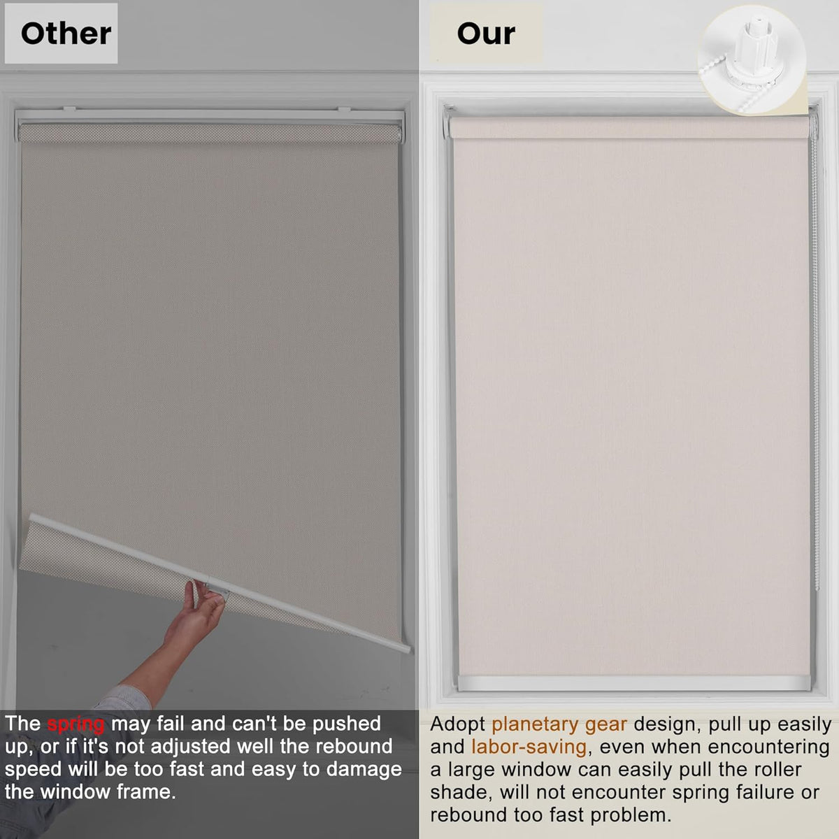 Custom Light Filtering Roller Shades for Windows 5% Openness Solar Shades UV Protection Light Filtering Blinds Heat Insulated Roller Blinds Solar Window Shades for Home Office Door,Beige