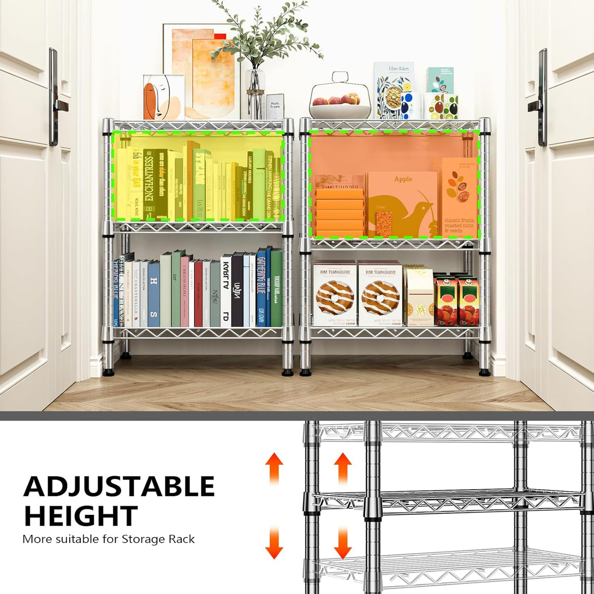 750 lbs 3 Tier Shelf Metal Storage Shelves Wire Rack Closet Organizers with PP Board for Garage Kitchen Bathroom Laundry Chrome 11.8" D x 21.7" W x 28.6" H - HavenBliss Decor