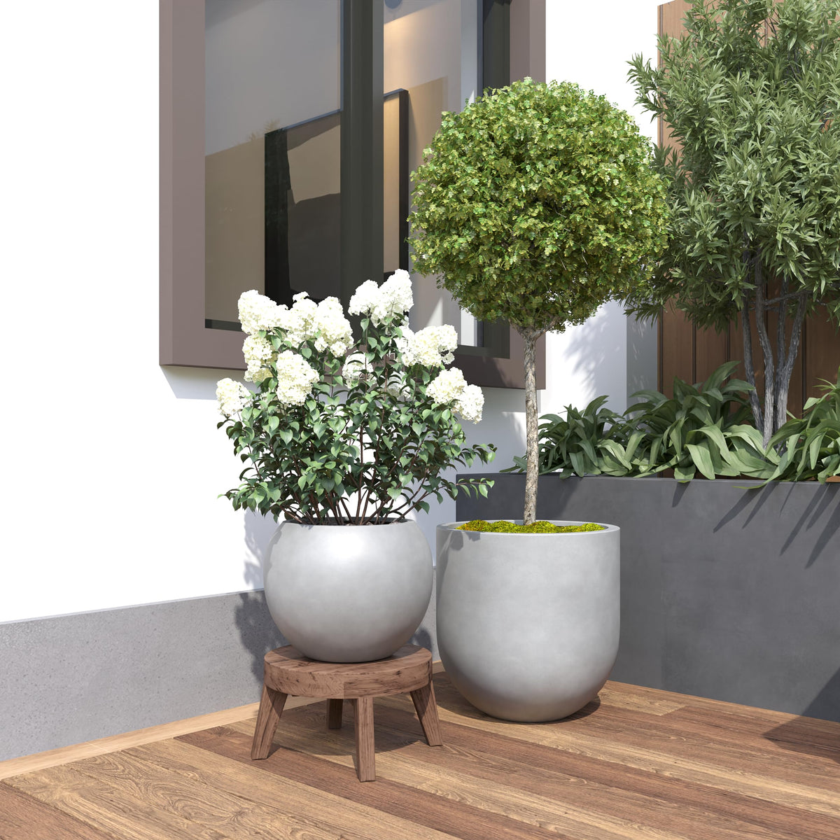 Premium Mt Sherman Fiberstone Sphere Planter for Indoor Outdoor Use
