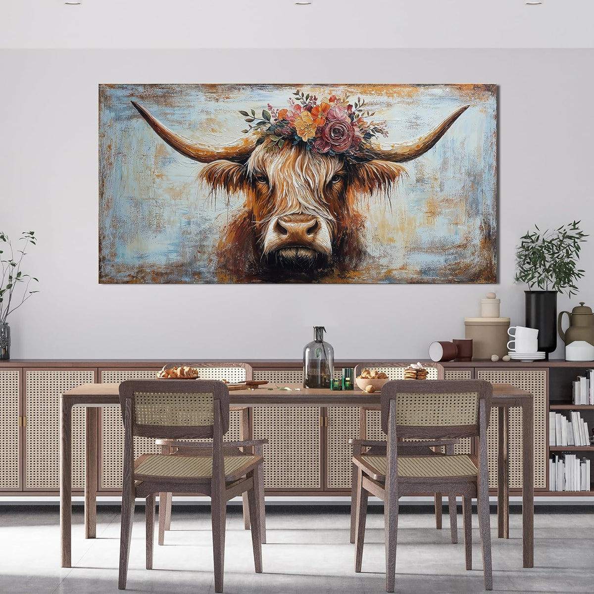 Canvas Wall Art Decor Artwork for Wall Decor Highland Cow Wall Art Prints Wall Art Picutures for Living Room Large Vintage Wall Art Decorations Art Work for Walls Home Bedroom Office Decor 24" X 48"