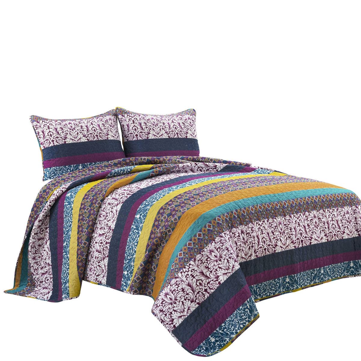 Boho Stripe Reversible Cotton Quilt 3