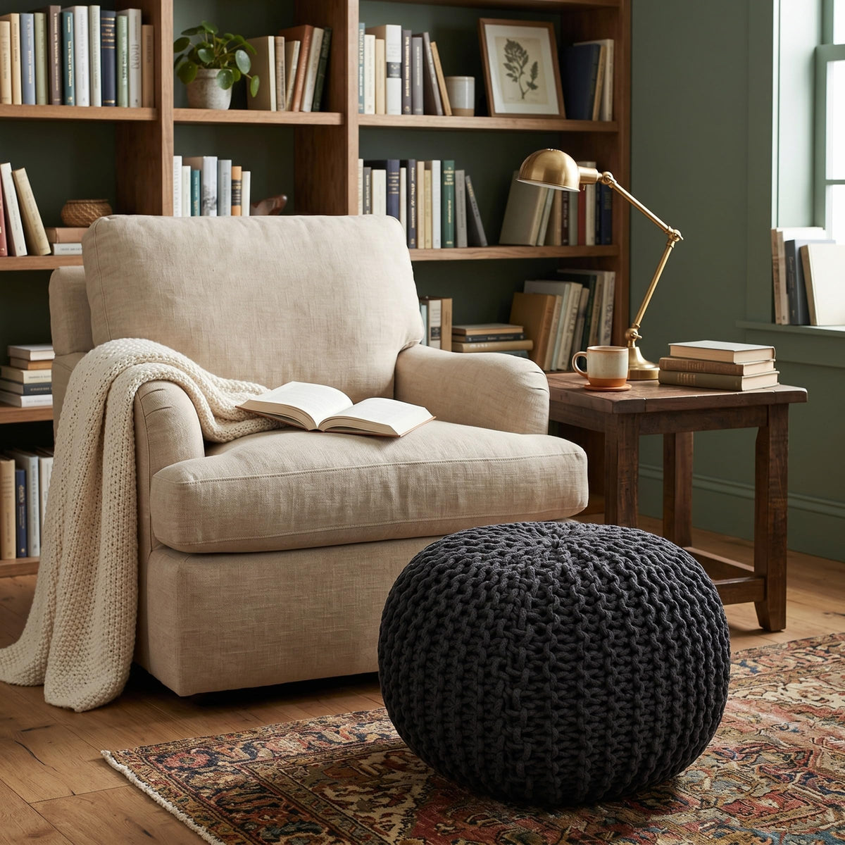 Round Pouf Ottoman Foot Rest