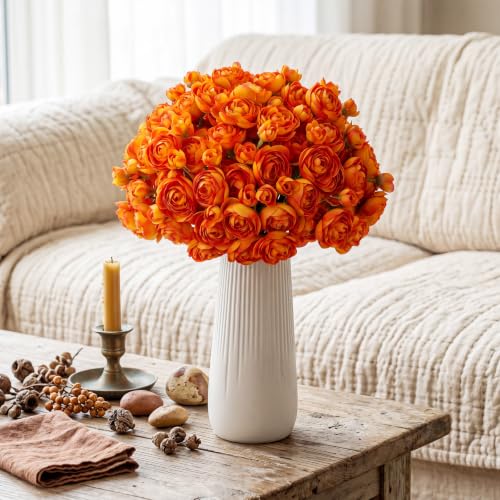 48 Pcs Ranunculus Artificial Flower (Orange)