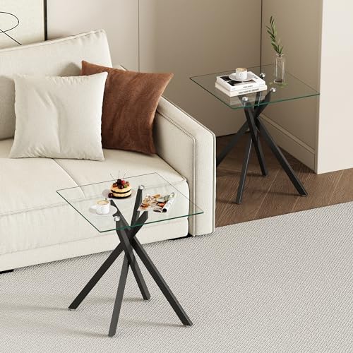 Glass Side Table Set of 2 (Black)